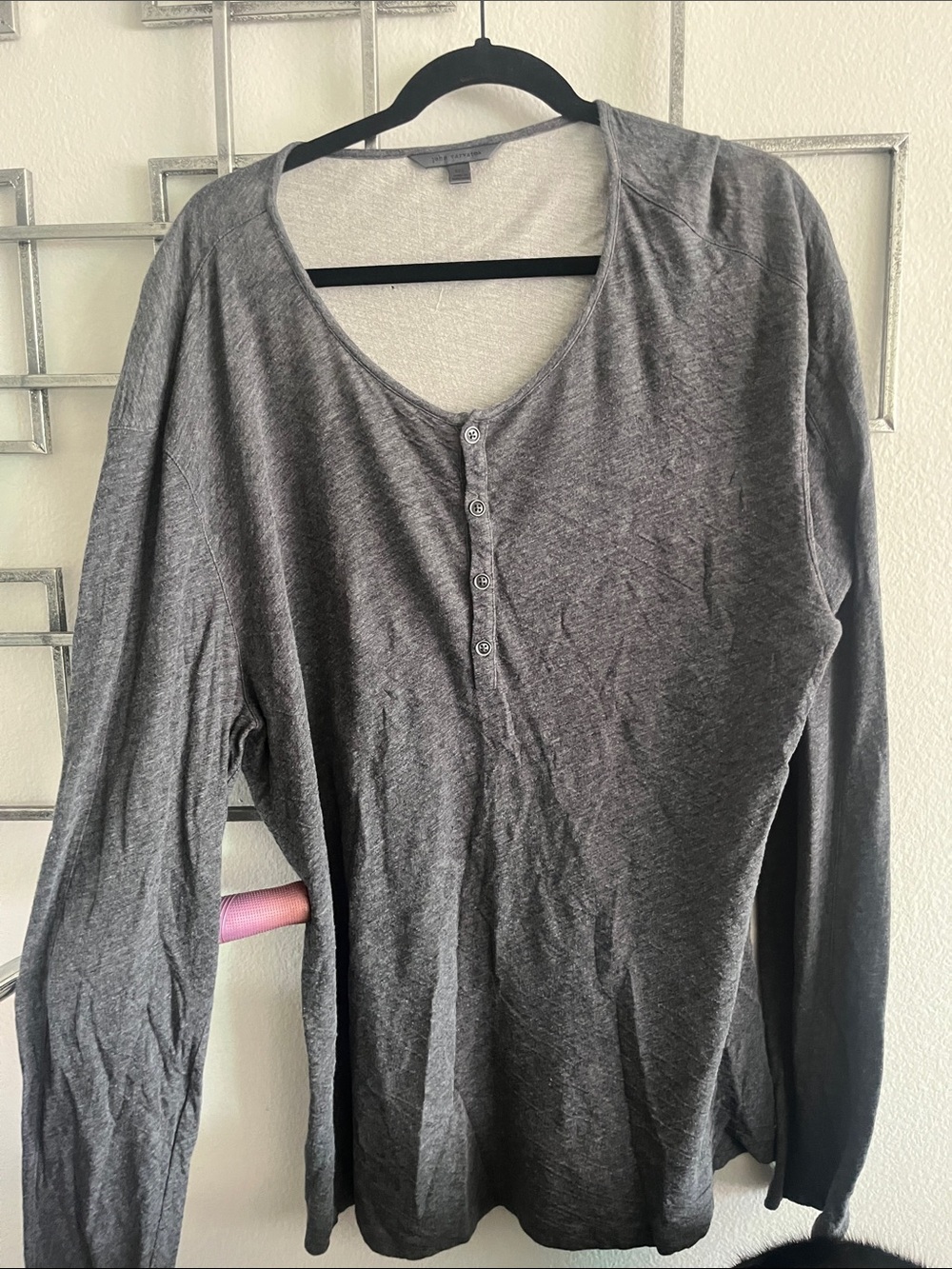 John Varvatos Charcoal Gray Long-Sleeve Henley